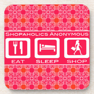 Posavasos Premio Pink Funny Shopaholic Eat Sleep Shop