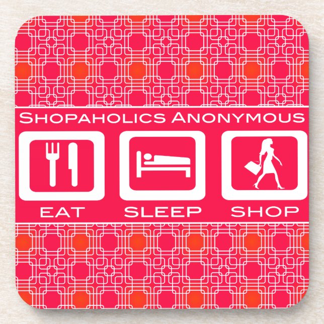 Posavasos Premio Pink Funny Shopaholic Eat Sleep Shop (Frente)