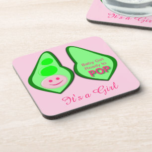 Posavasos Preparada para revelar el género de las niñas rosa