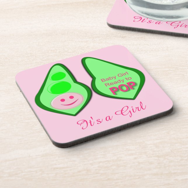 Posavasos Preparada para revelar el género de las niñas rosa (Lado Izquierdo)