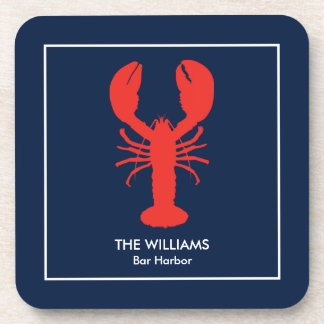 Posavasos Preppy de bogavante rojo masculino personalizado -