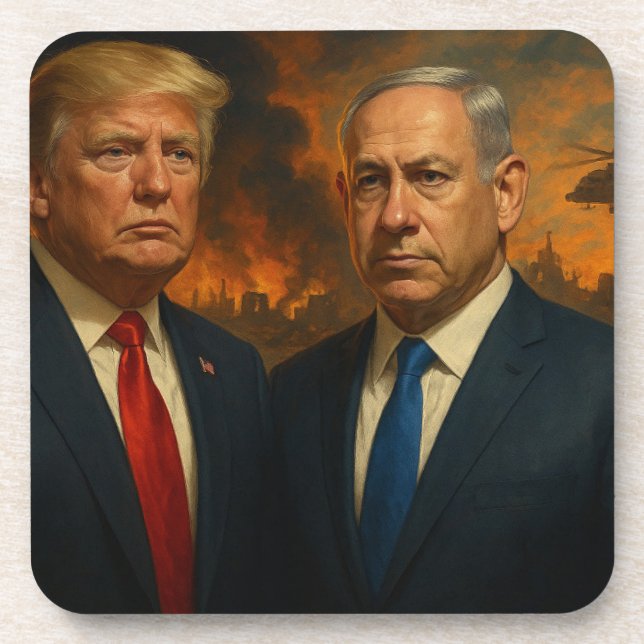 Posavasos Presidente Donald Trump y Netanyahu Keepsake Box (Frente)