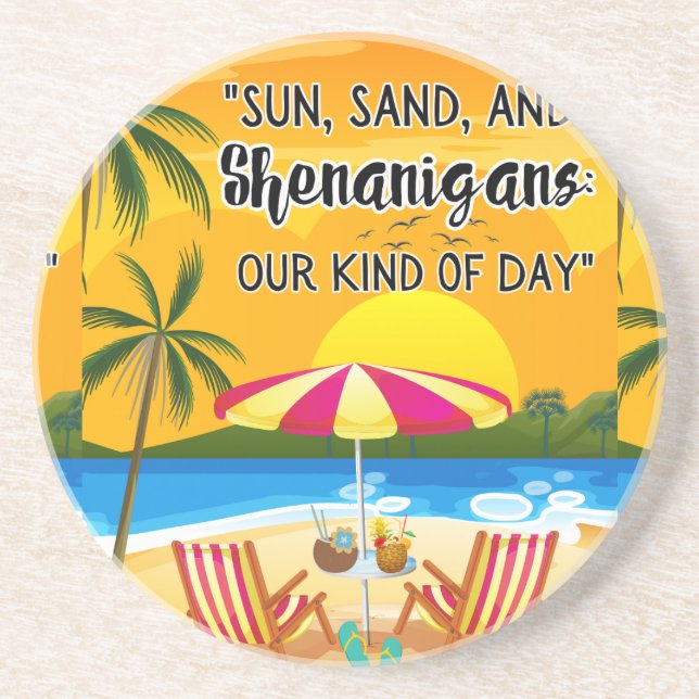 Posavasos presupuesto para la puesta de sol en la playa (Frente)