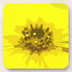 Posavasos Pretty Abstract Vivid Yellow Daisy Flower 