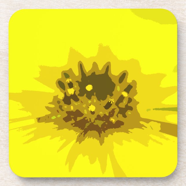 Posavasos Pretty Abstract Vivid Yellow Daisy Flower  (Frente)