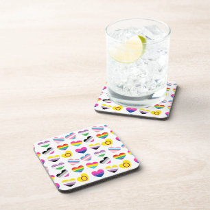 Posavasos Pride Corazones con respaldo de corcho