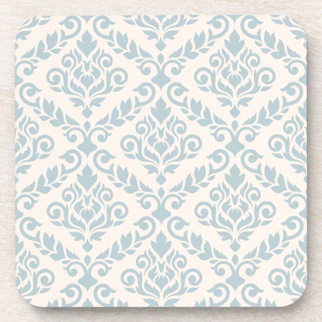 Posavasos Prima Damask Pattern Blue en crema (Frente)