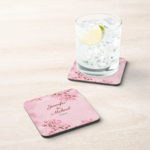 Posavasos Primavera Boda Flores de cerezo rosa