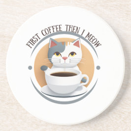 Posavasos Primer Café Y Luego Medo Piedra Arenisca De Gato C