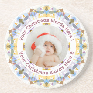 Posavasos Primer regalo de foto familiar de Navidad en morad
