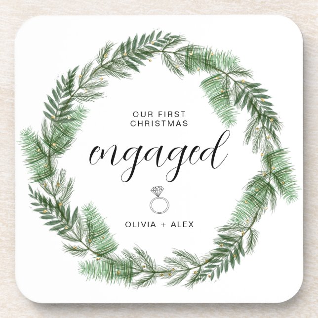 Posavasos Primer regalo de Navidad para parejas comprometida (Frente)