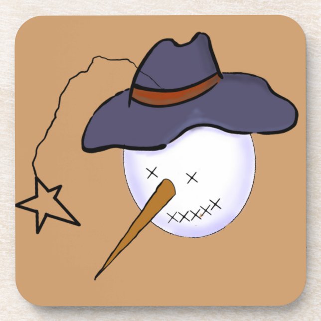 Posavasos Primitive Snowman de Navidades curos (Frente)