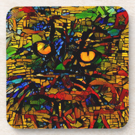 Posavasos Prin de arte de gato colorido