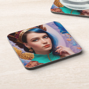 Posavasos Princesa con traje azul teñido decorativo