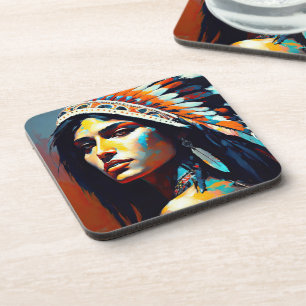 Posavasos Princesa Guerrera Nativa Estadounidense