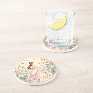 Posavasos Princesa linda con mariposas