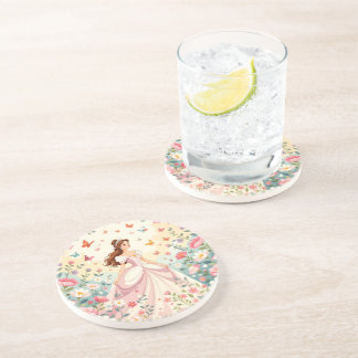 Posavasos Princesa linda con mariposas