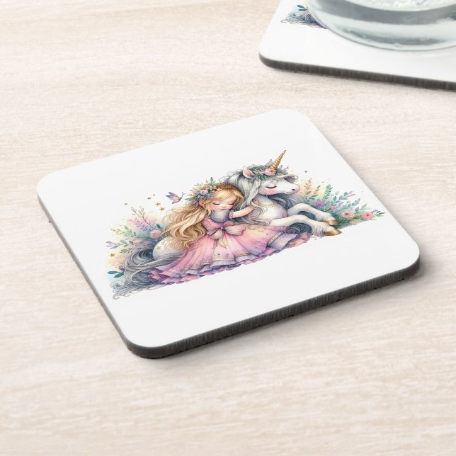 Posavasos Princess Unicorn Pastel Fairytale Fantasy (Lado Izquierdo)
