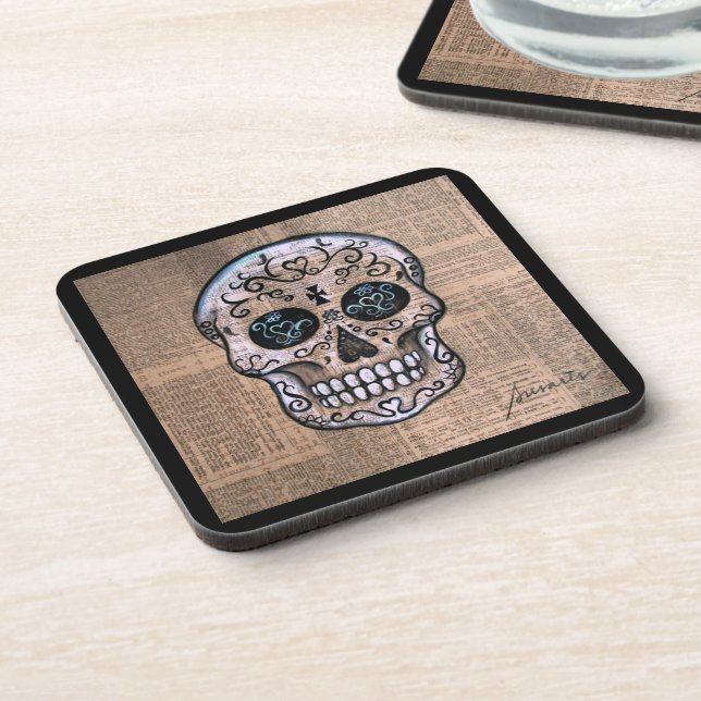 Posavasos Prisarts Skull Dia de los Muertos Coasters (Lado Izquierdo)