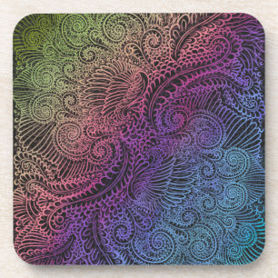 Posavasos Prismatic Swirl   Arte de plumas fractales arcoiri