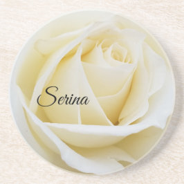 Posavasos Pristina foto de cierre de rosa blanca