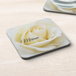 Posavasos Pristina foto de cierre de rosa blanca