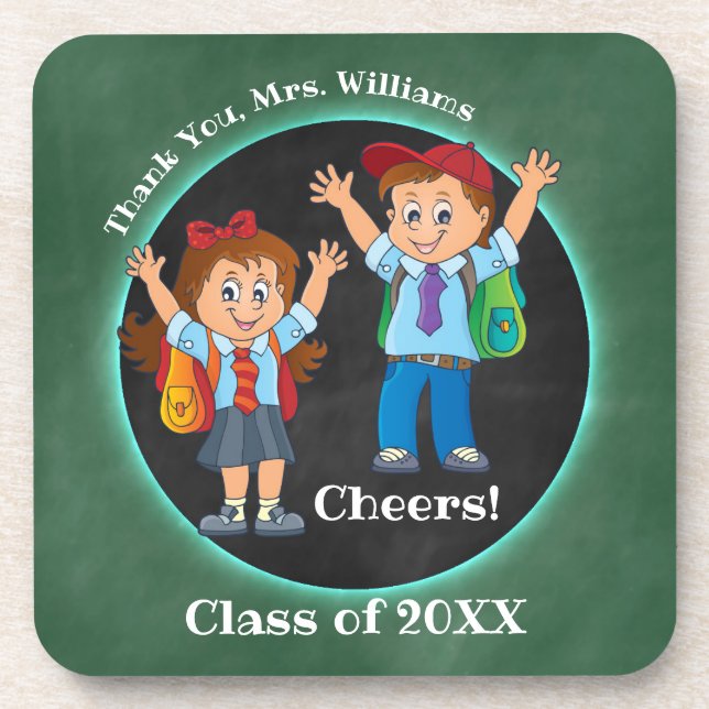 Posavasos Profesor Gracias Personalizado Chalkboard Coaster (Frente)
