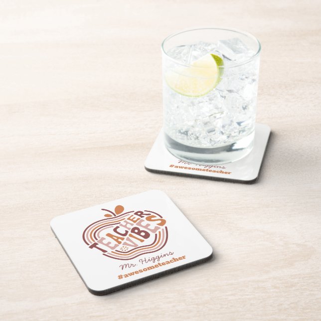 Posavasos Profesor personalizado Vibes Boho Apple Impresiona (Lado Derecho)