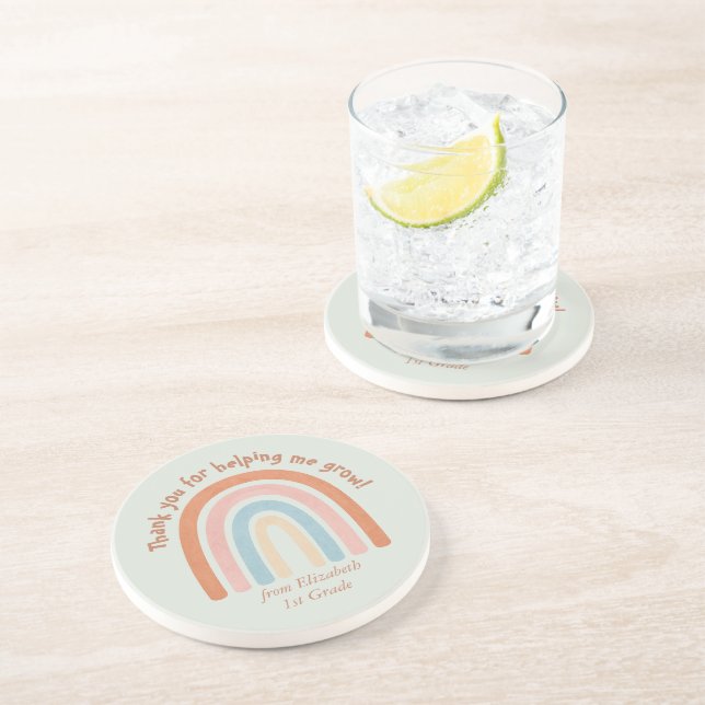 Posavasos Profesora de acuarela moderna Arcoiris gracias (Lado)