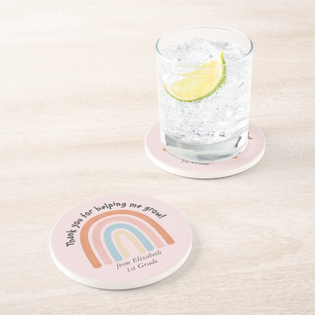 Posavasos Profesora de acuarela moderna Arcoiris gracias (Lado)