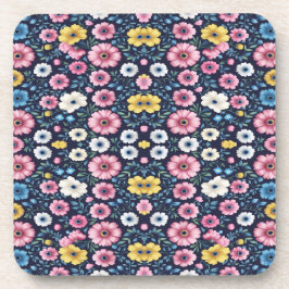 Posavasos Profundo patrón de jardín floral de medianoche She