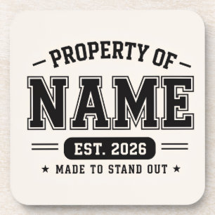 Posavasos Propiedad Personalizada De Nombre – Estilo Varsity