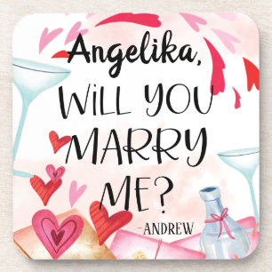 Posavasos Propuesta matrimonial ¿Te Casarás Conmigo? Nombr