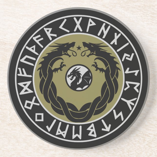 Posavasos Protección de runa vikinga de dragón (Frente)