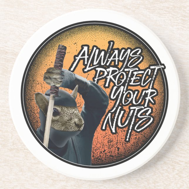 Posavasos Proteja siempre tus nueces - ardilla de ninja dive (Frente)