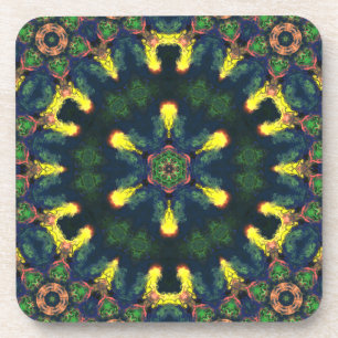 Posavasos Psicodelia Hippie amarillo azul y verde