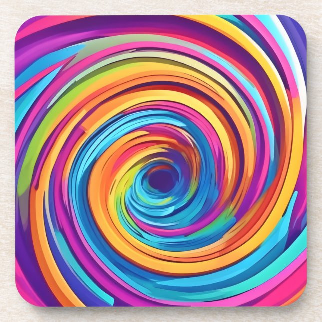 Posavasos Psicodélico giro de los cascos arcoiris (Frente)