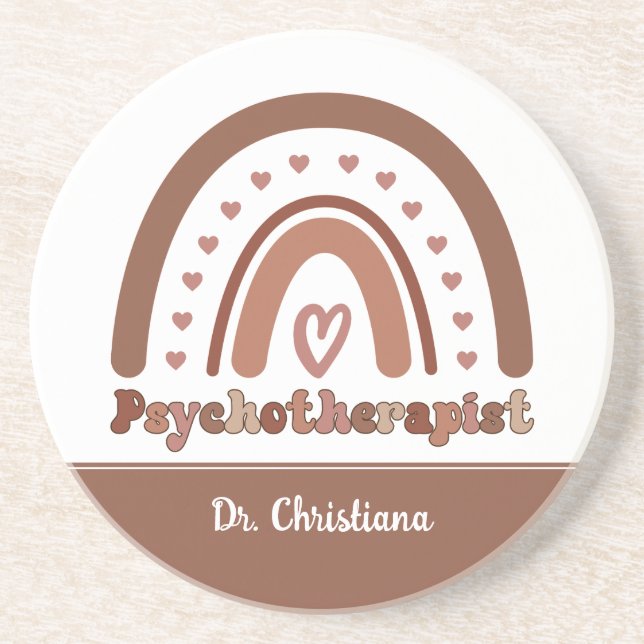 Posavasos Psicoterapeuta Personalizado Boho Arcoíris (Frente)