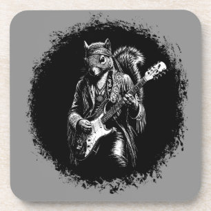 Posavasos Psychedelic Guitar Squirrel - Divertida Roca Vinta