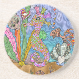Posavasos Psychedelic Seahorse Sea Turtle Art