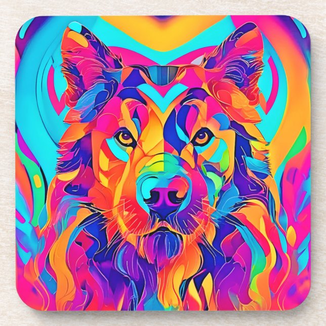 Posavasos Psychedelic Wolf Majesty (Frente)