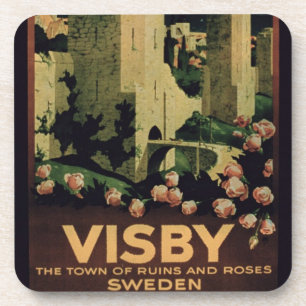 Posavasos Publicidad de poster la ciudad de Visby, Suecia