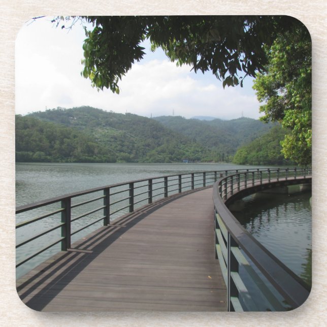 Posavasos Puente de bicicleta sobre el agua (Frente)