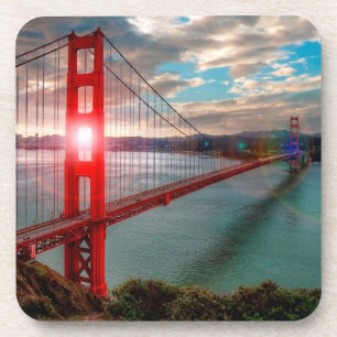 Posavasos Puente Golden Gate con Sun que brilla a través