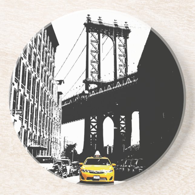 Posavasos Puente Yellow Taxi Brooklyn de Nueva York (Frente)