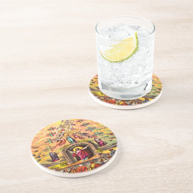 Posavasos Puerta del cielo Jesús abrazado por los ángeles (Lado)