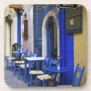 Posavasos Puerta y revestimiento azul colorido de un viejo h