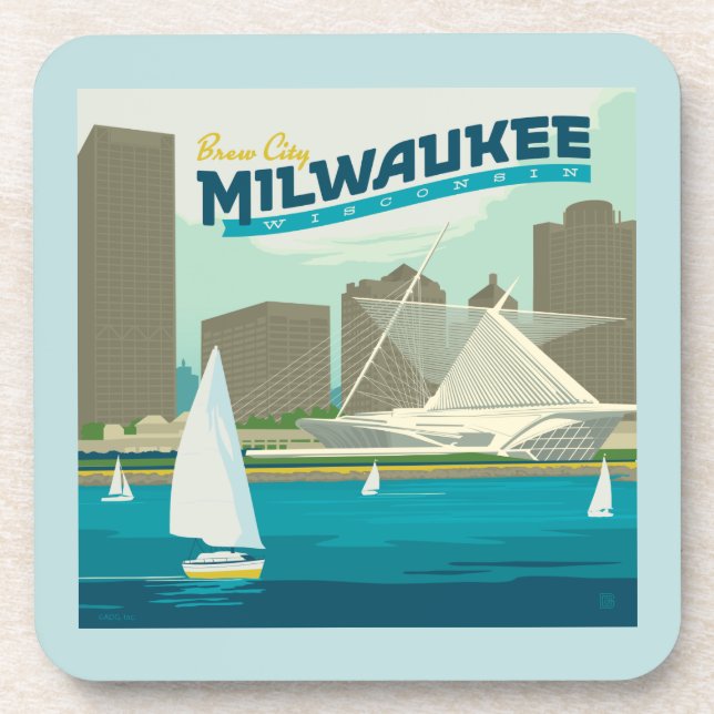 Posavasos Puerto de Milwaukee Wisconsin | Ciudad de Brew (Frente)