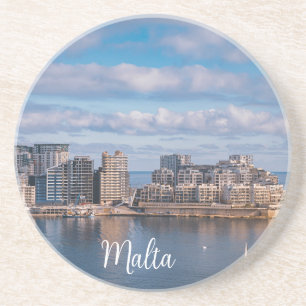 Posavasos Puerto de Sliema y rascacielos de Malta