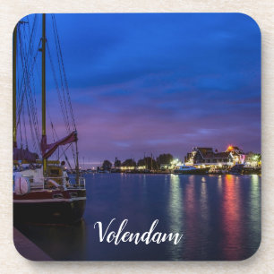 Posavasos Puerto de Volendam iluminado por la noche